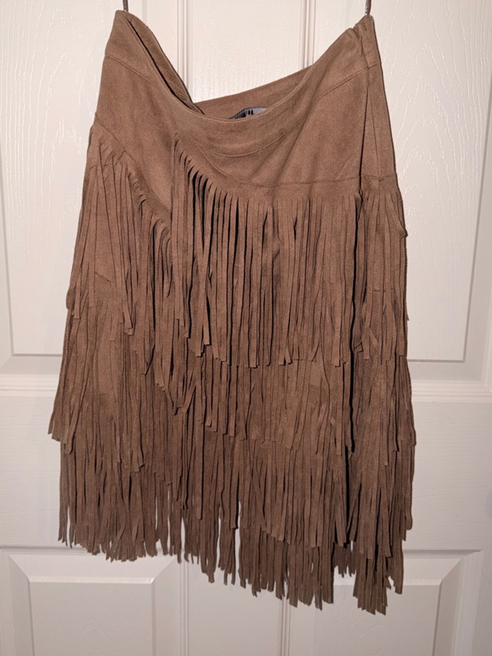 Taupe Fringe Suede Knee Length Skirt Size Small